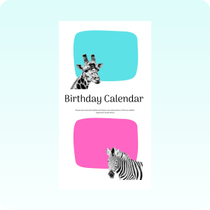 Birthday Calendar - Wildlife Bubble