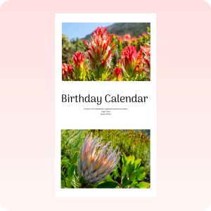 Birthday Calendar - Kirstenbosch Flowers